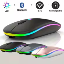Wireless Mouse with Bluetooth & 2.4GHz Dual Mode – Rechargeable, Ergonomic, Silent Click, RGB Lighting – Compatible with PC, iPad, Laptop, Phone & TV